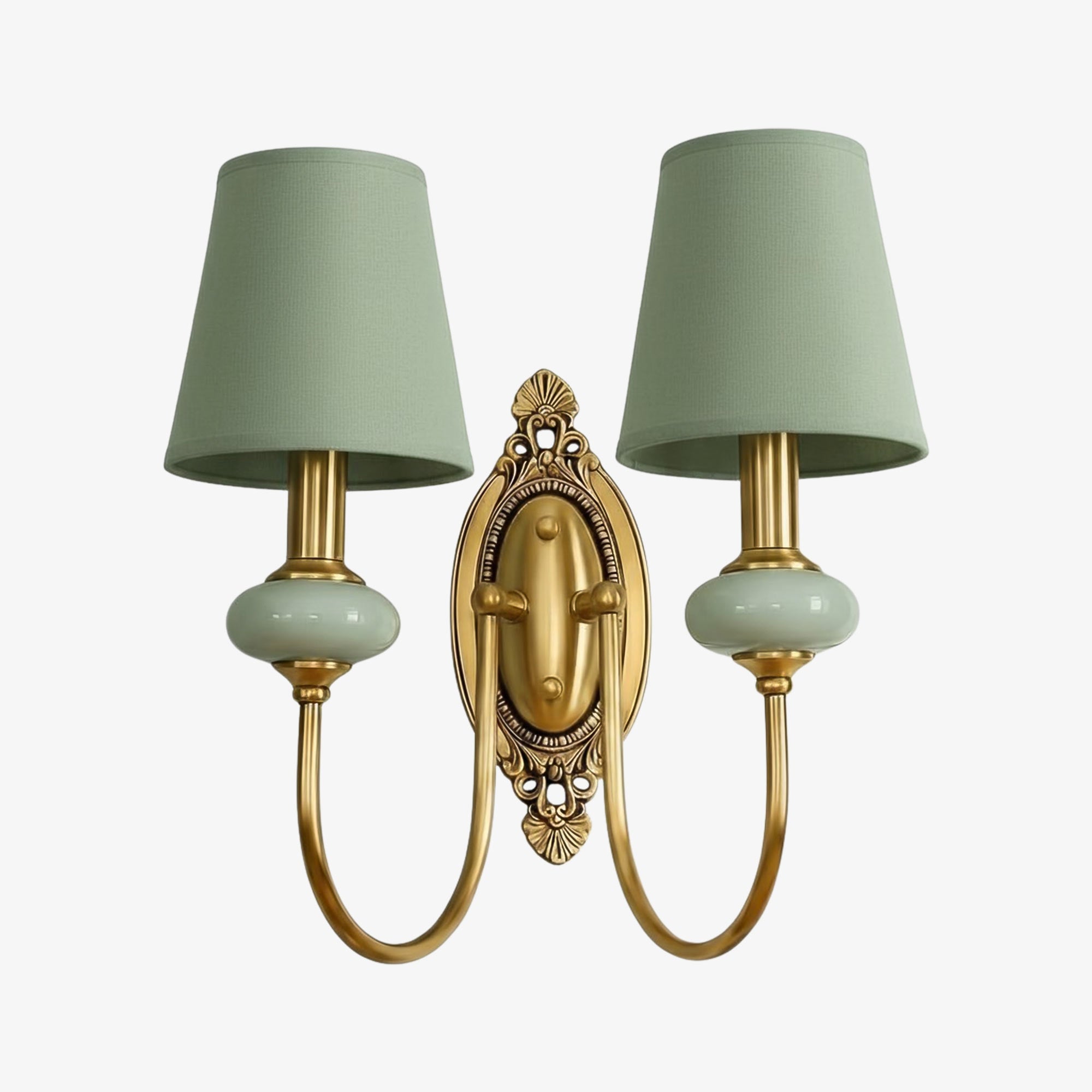 Rowan Classic Fabric Shade Sconce – Ceramic Wall Light for Hallway or Bedroom