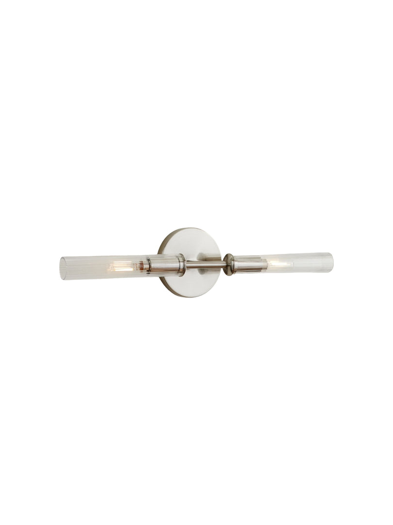 Aplique de vidrio acanalado: aplique de pared doble para iluminación de tocador de baño