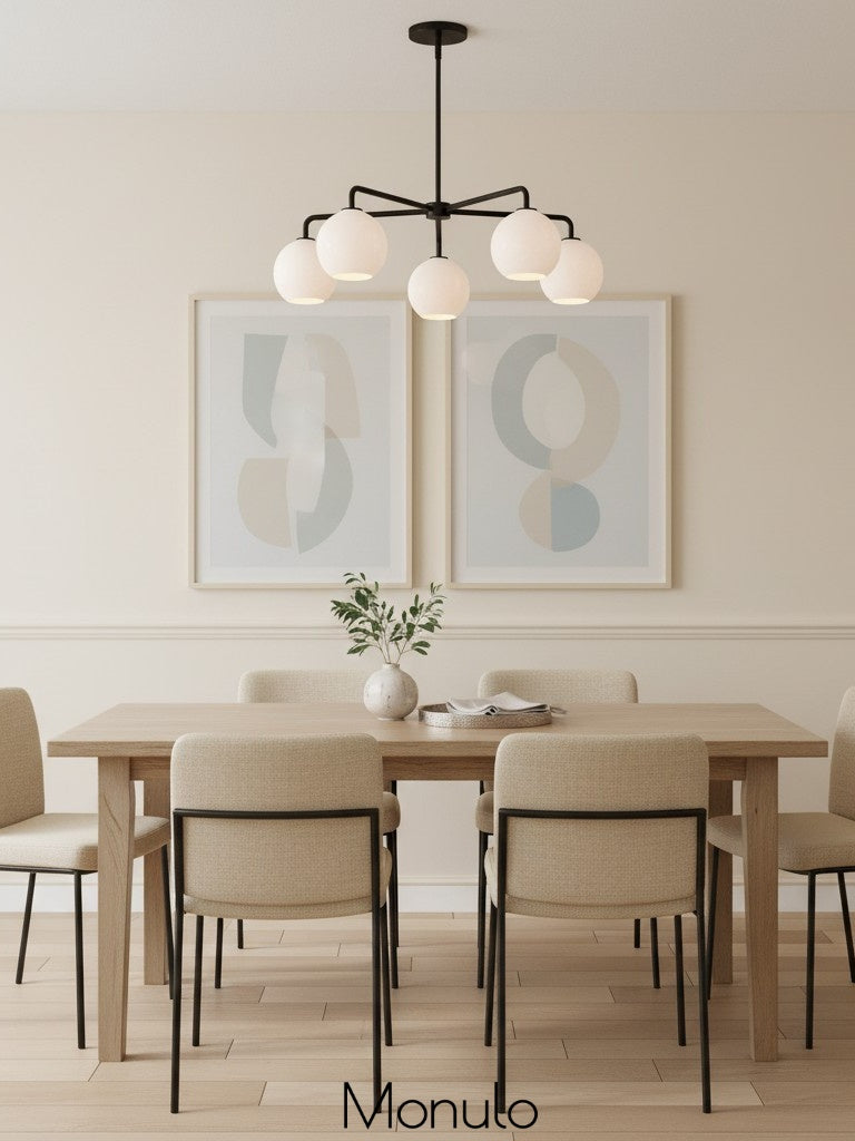 Selvion 5 Light Globe Chandelier - Sculptural Glass Modern Style