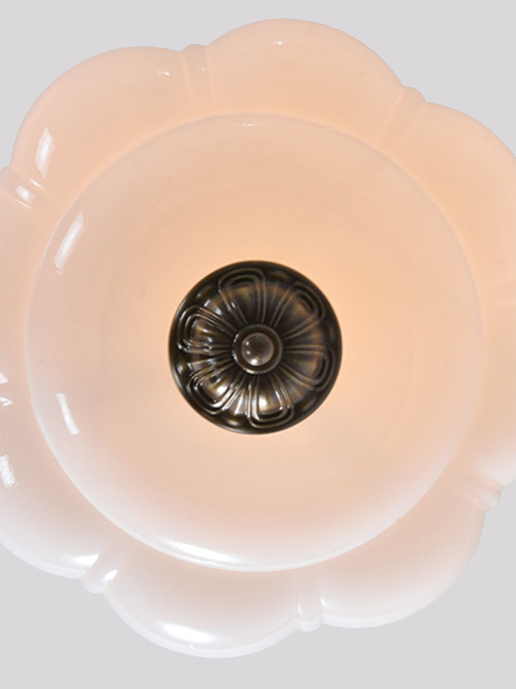 Vintage Milk Glass Semi Flush Mount Eloise Pendant Light