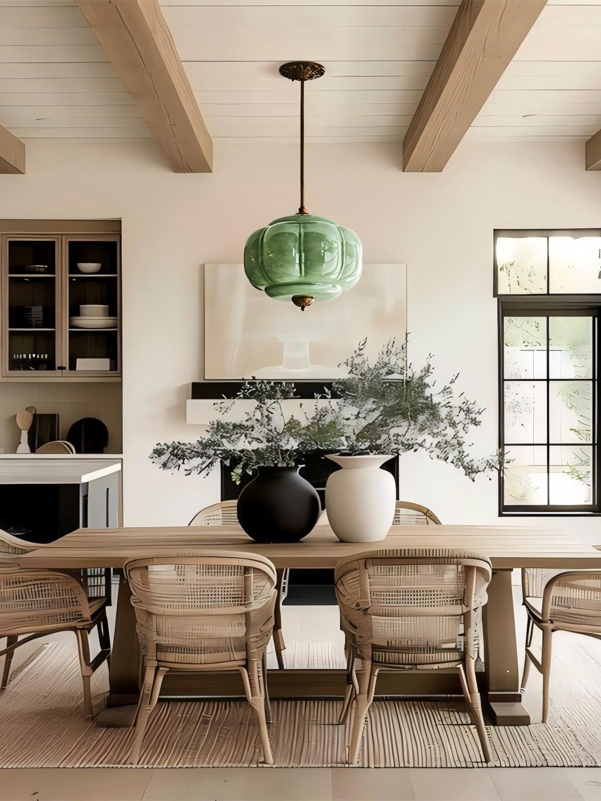 Vintage Milk Glass Semi Flush Mount Eloise Pendant Light