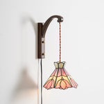 Cargar imagen en el visor de la Galería, Pink Petal Stained-Glass Plug-In Wall Sconce product view