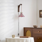 Cargar imagen en el visor de la Galería, Pink Petal Stained-Glass Plug-In Wall Sconce product view