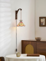 Cargar imagen en el visor de la Galería, Pink Petal Stained-Glass Plug-In Wall Sconce product view