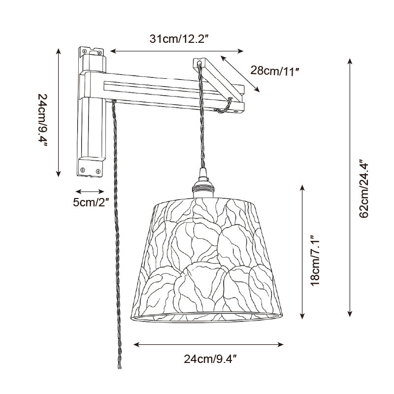 Walnut Swing-Arm Capiz Shell Plug-In Wall Sconce - product view 6