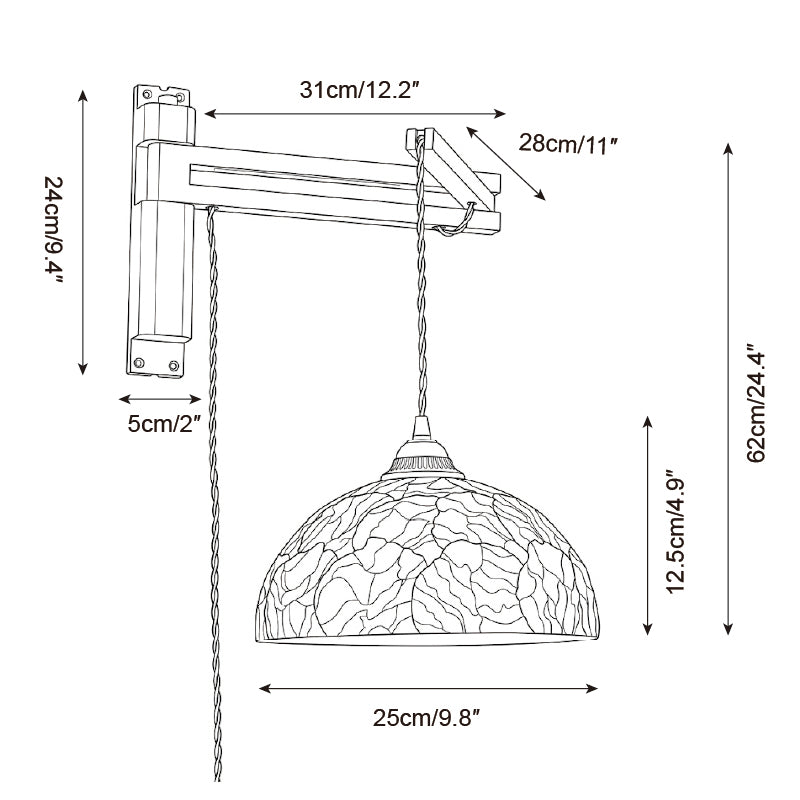 Walnut Swing-Arm Capiz Shell Plug-In Wall Sconce - product view 7
