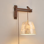 Load image into Gallery viewer, Walnut Swing-Arm Capiz Shell Plug-In Wall Sconce - product view 14