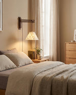 Load image into Gallery viewer, Walnut Swing-Arm Capiz Shell Plug-In Wall Sconce - product view 9