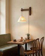 Load image into Gallery viewer, Walnut Swing-Arm Capiz Shell Plug-In Wall Sconce - product view 11