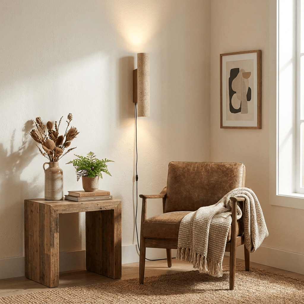 Solis Column Walnut Wood Plug-In Wall Light - product image 5