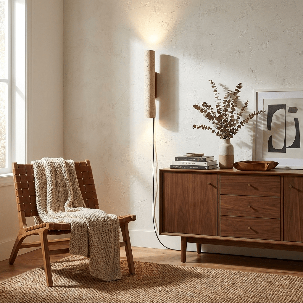 Solis Column Walnut Wood Plug-In Wall Light - product image 4