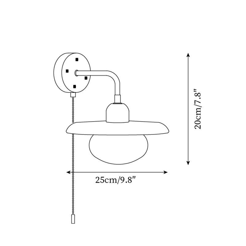 Travertine and Walnut Accent Wall Lamp - dimension drawing 5