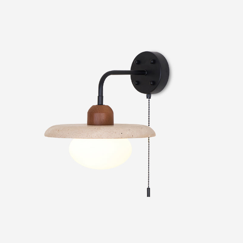 Travertine and Walnut Accent Wall Lamp - product view 1