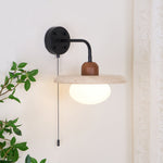 Load image into Gallery viewer, Travertine and Walnut Accent Wall Lamp - product view 4