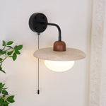 Load image into Gallery viewer, Travertine and Walnut Accent Wall Lamp - product view 6