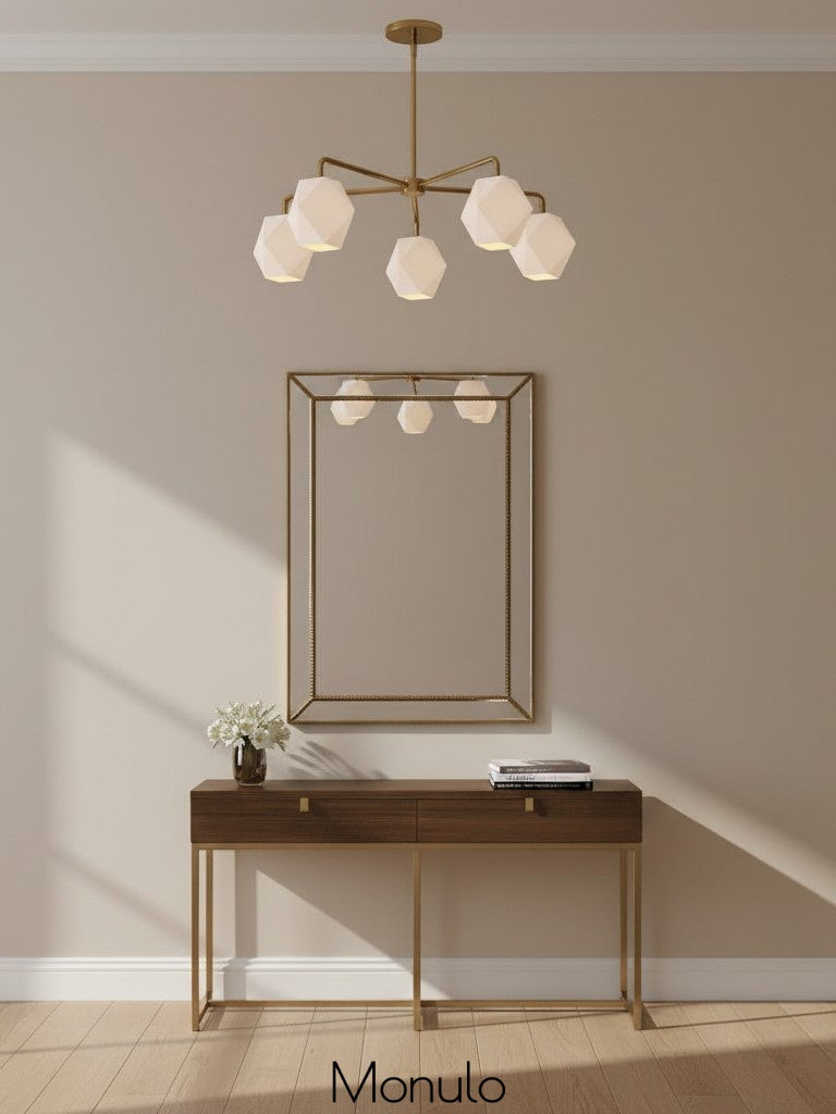 Talvior Faceted Glass Chandelier - Modern 5 Light Glass Lighting