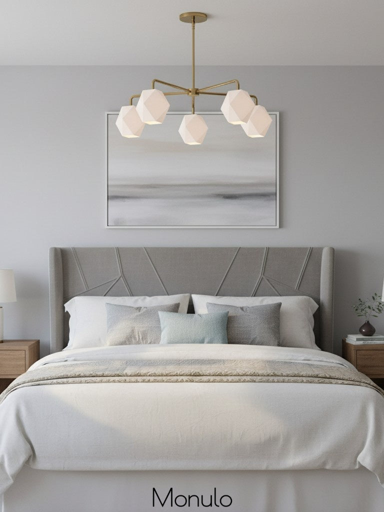 Talvior Faceted Glass Chandelier - Modern 5 Light Glass Lighting