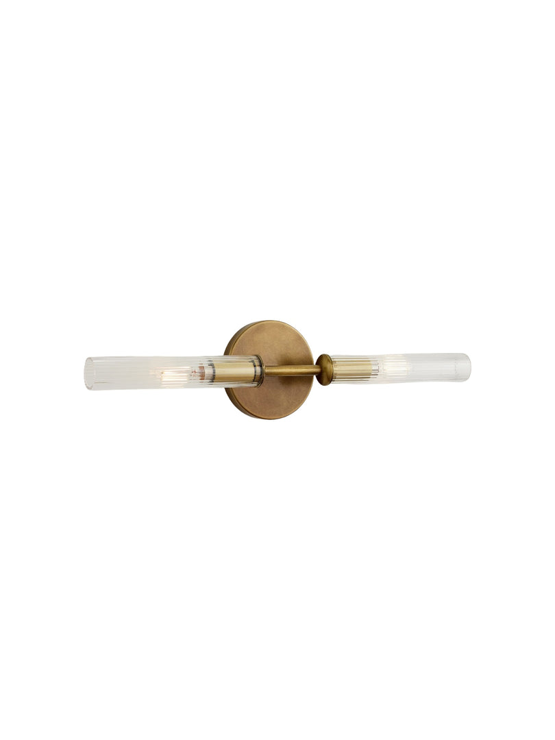 Aplique de vidrio acanalado: aplique de pared doble para iluminación de tocador de baño