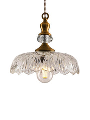 Vintage Brass Clear Glass Flower Pendant Light For Kitchen Island