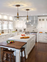 Load image into Gallery viewer, Vintage Brass Clear Glass Flower Pendant Light For Kitchen Island
