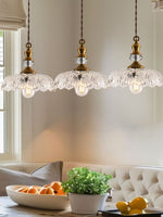 Load image into Gallery viewer, Vintage Brass Clear Glass Flower Pendant Light For Kitchen Island
