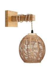 Vintage Japanese Bamboo Wooden Wall Sconce