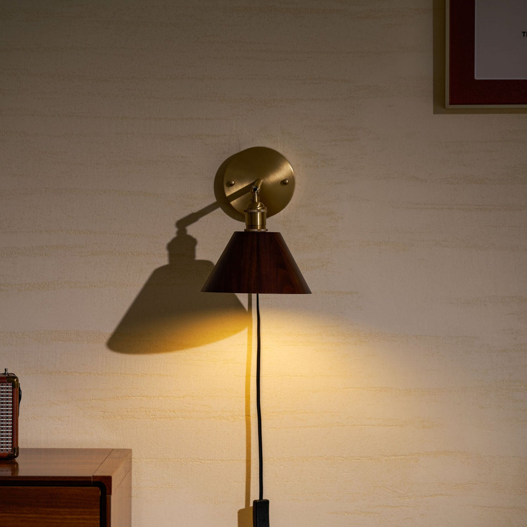 Retro Walnut Wood Plug-In Wall Light with Inline Switch - product image 10