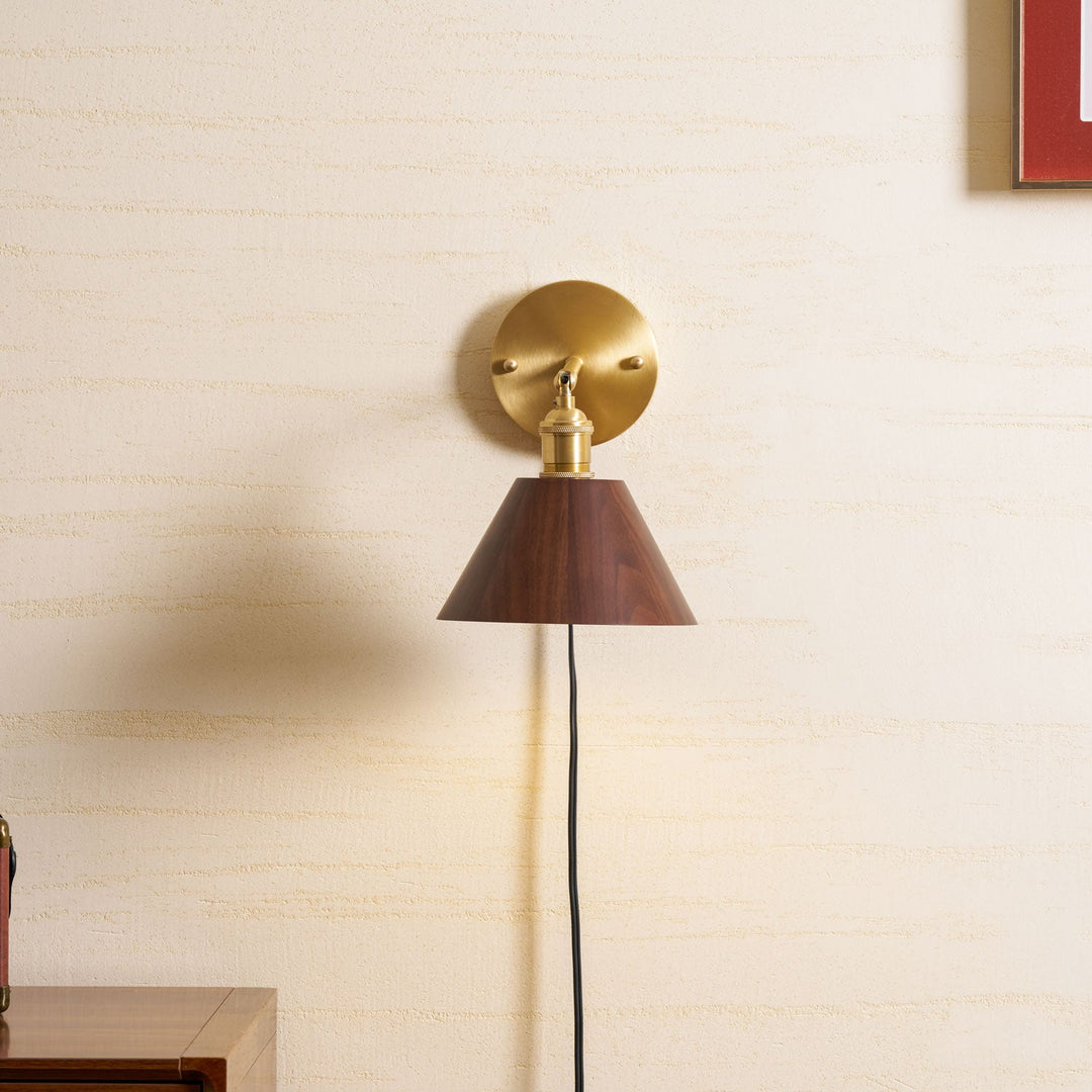 Retro Walnut Wood Plug-In Wall Light with Inline Switch - product image 11