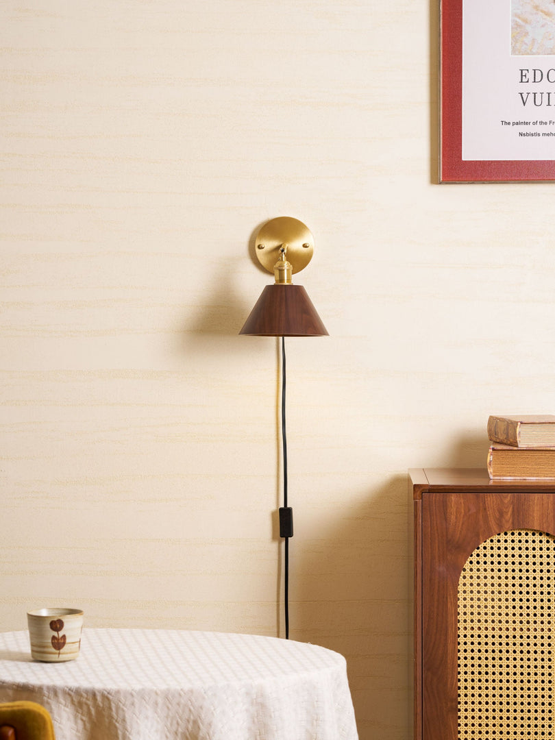 Retro Walnut Wood Plug-In Wall Light with Inline Switch - product image 13