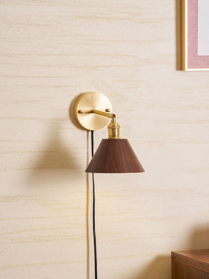 Retro Walnut Wood Plug-In Wall Light with Inline Switch - product image 14
