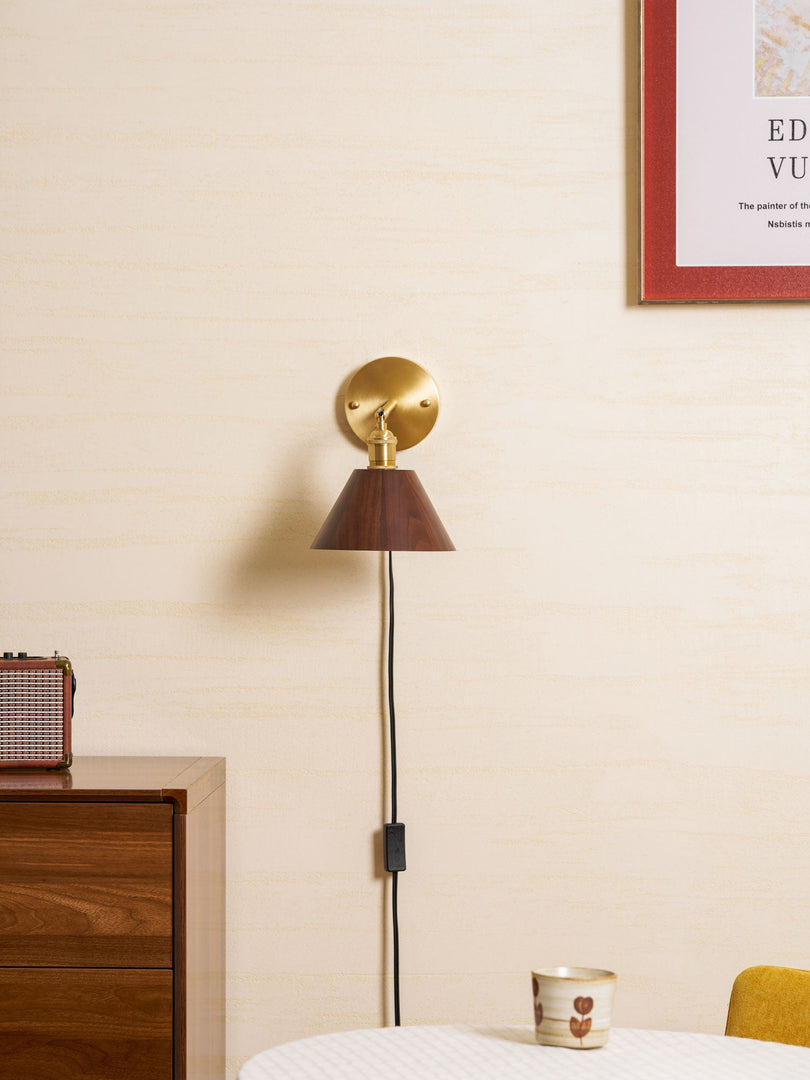 Retro Walnut Wood Plug-In Wall Light with Inline Switch - product image 8