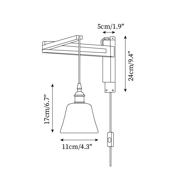 Five-Style Vintage Glass Plug-In Wall Lamp dimension diagram