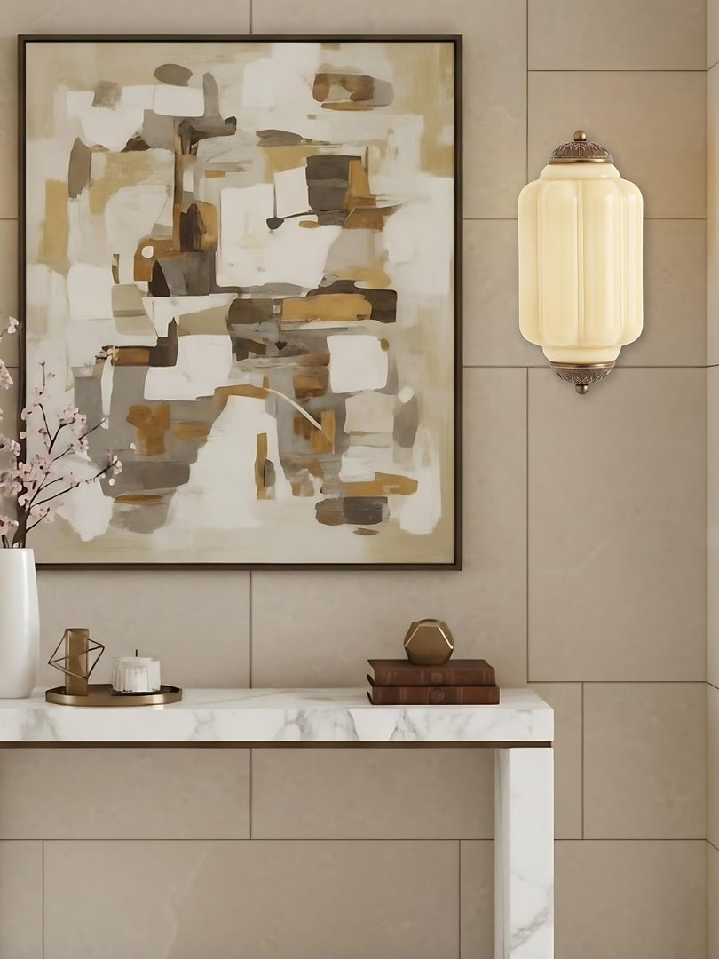 Vintage Milk Glass Flush Eloise Wall Sconce for Bedside Hallway