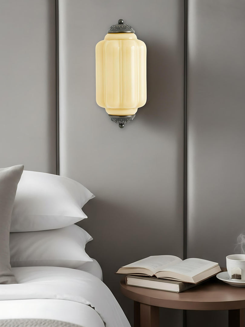 Vintage Milk Glass Flush Eloise Wall Sconce for Bedside Hallway