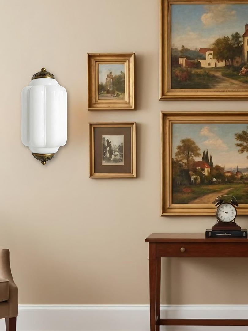 Vintage Milk Glass Flush Eloise Wall Sconce for Bedside Hallway