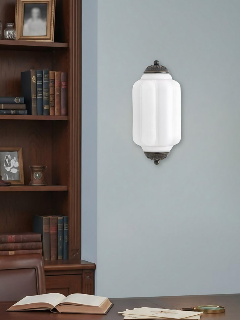 Vintage Milk Glass Flush Eloise Wall Sconce for Bedside Hallway