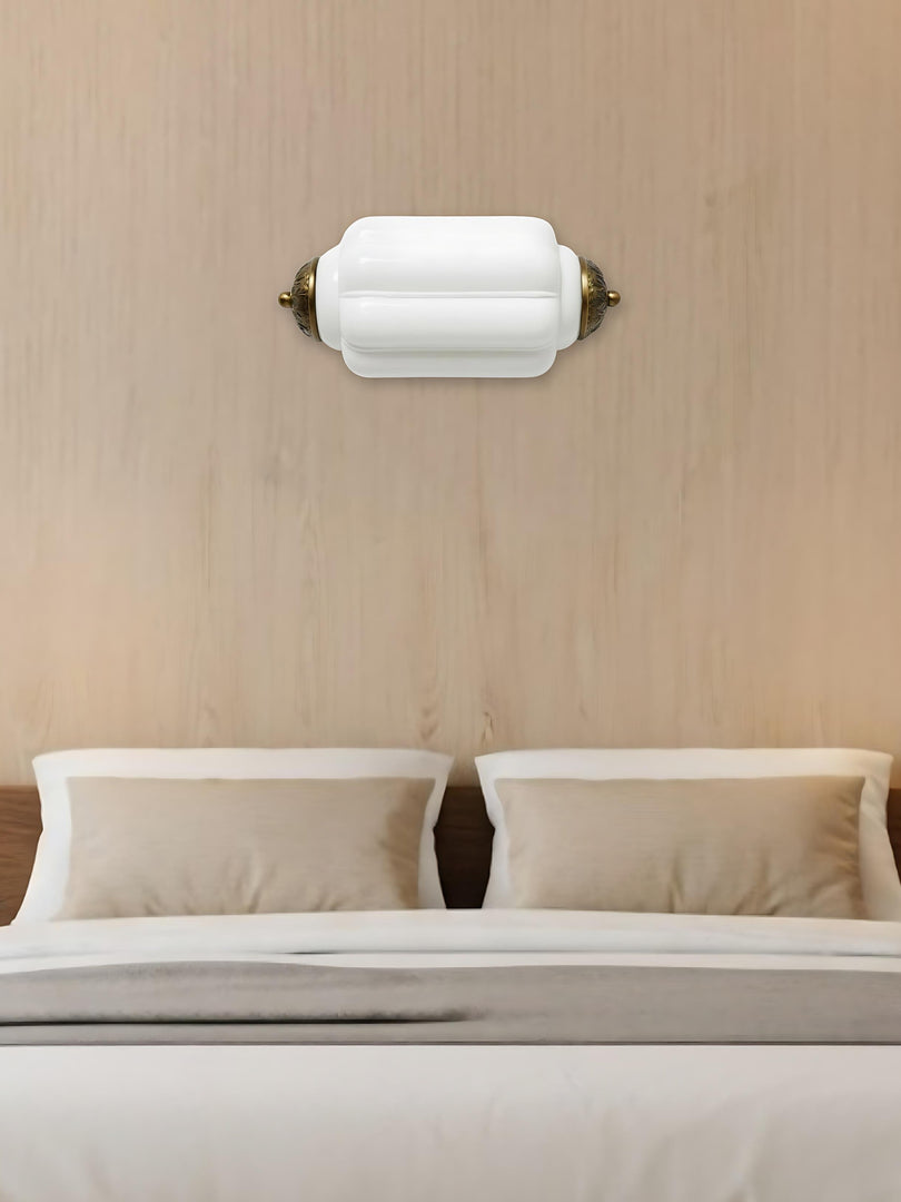 Vintage Milk Glass Flush Eloise Wall Sconce for Bedside Hallway