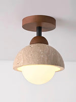 Load image into Gallery viewer, Wabi-Sabi Travertine Dome Ceiling Light
