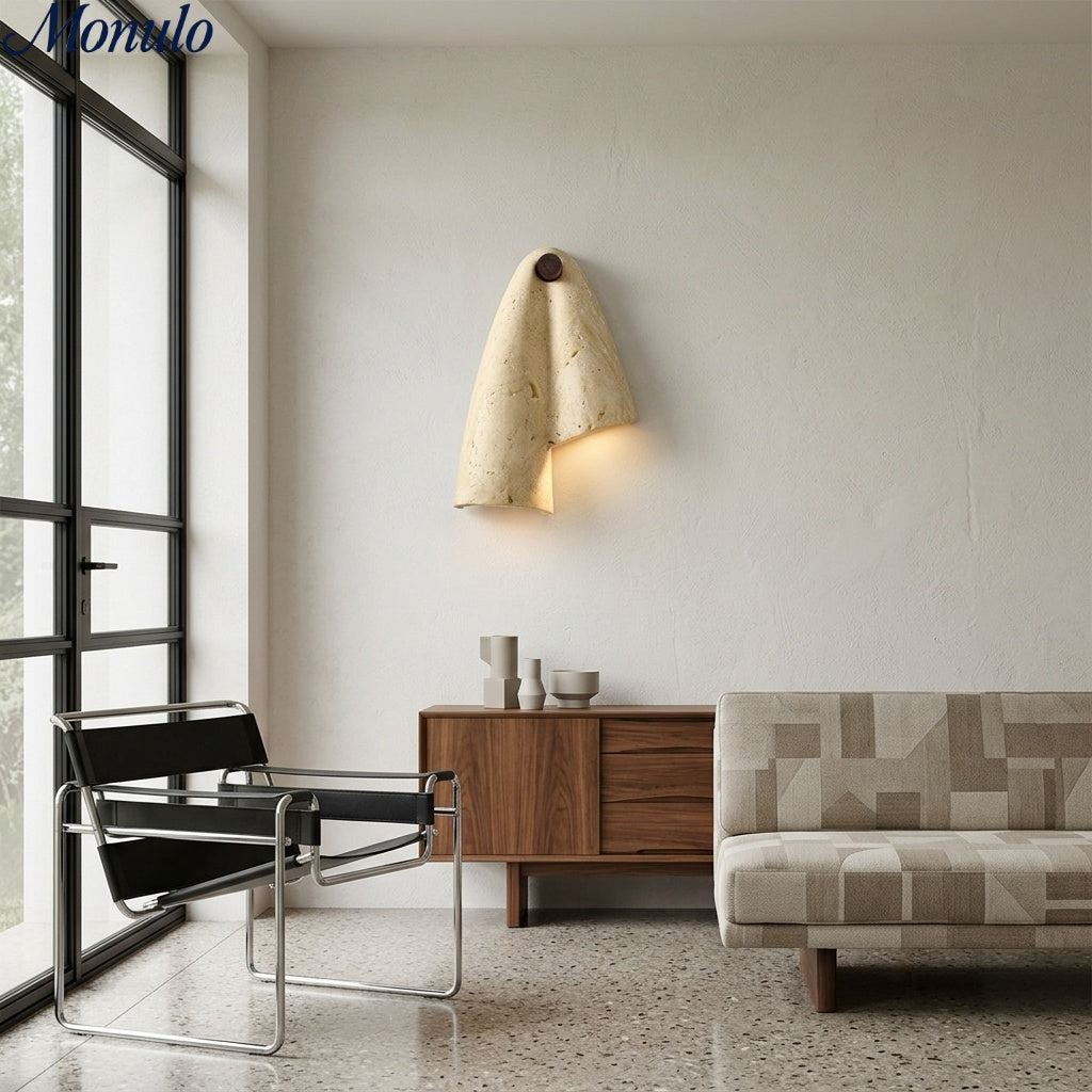 Travertin-Wandlampe – Minimalistische Stein-Wandleuchte Dekorative Beleuchtung für Wohnzimmer