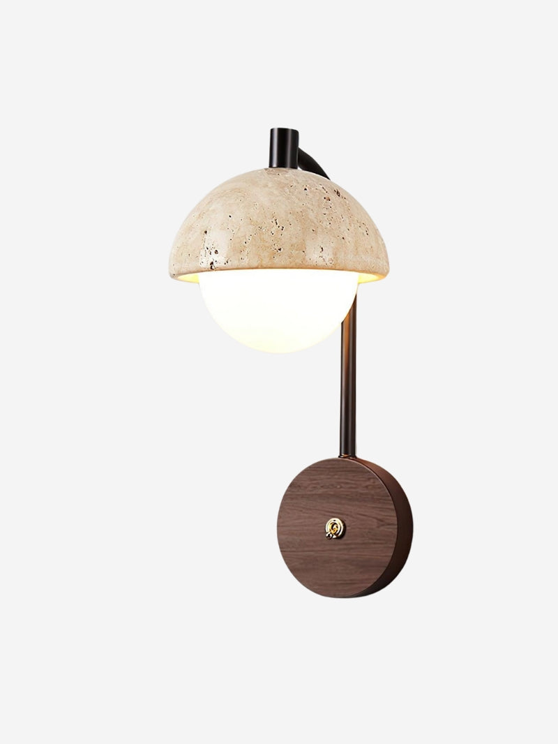 Wabi-Sabi Style Travertine Half-Sphere Design Wall Lamp for Living Rooms and Bedrooms