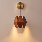 Cargar imagen en el visor de la Galería, Faceted Walnut and Brass Plug-In Wall Lamp product view 13