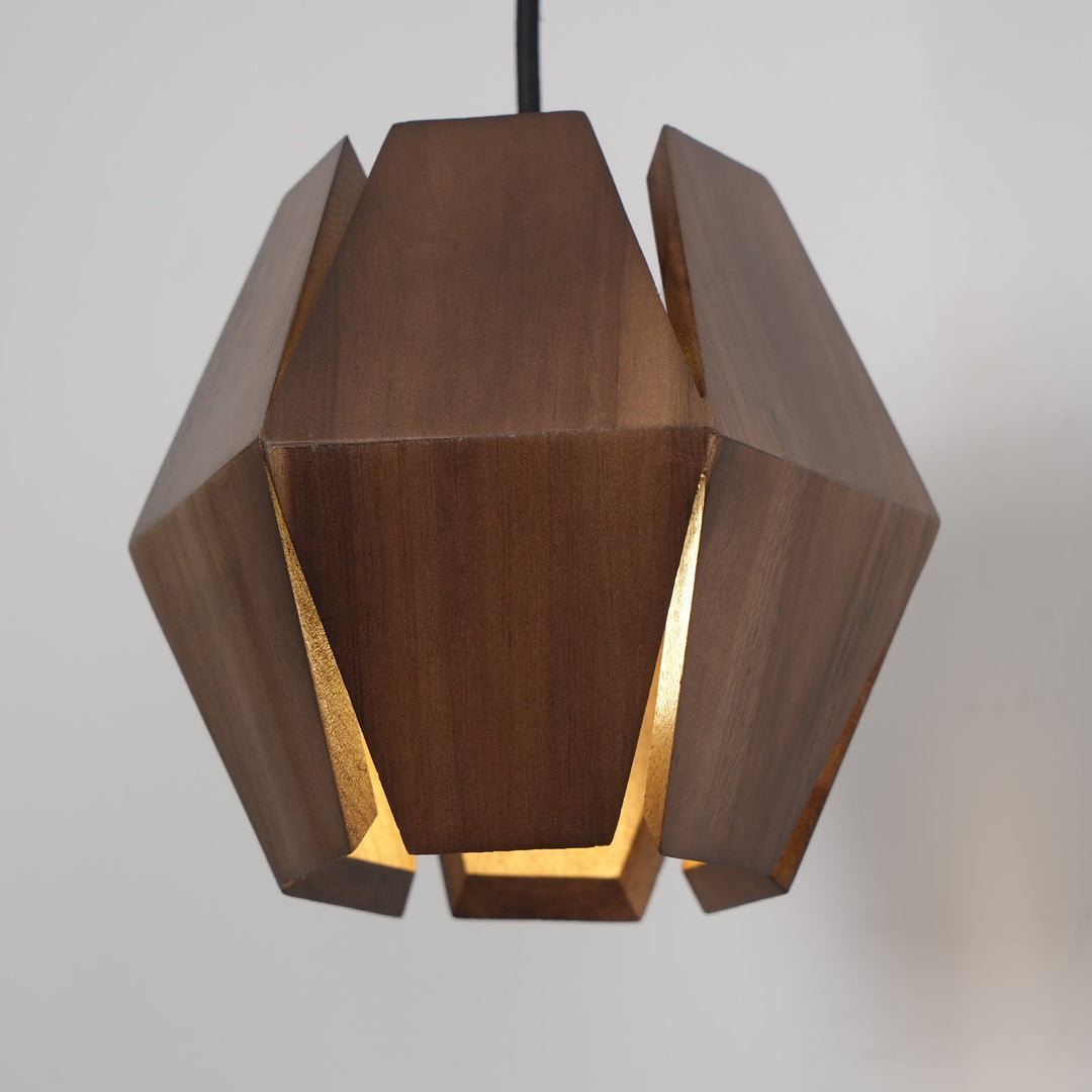 Faceted Walnut and Brass Plug-In Wall Lamp product view 16