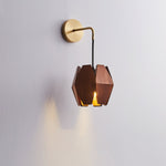Cargar imagen en el visor de la Galería, Faceted Walnut and Brass Plug-In Wall Lamp room scene 7
