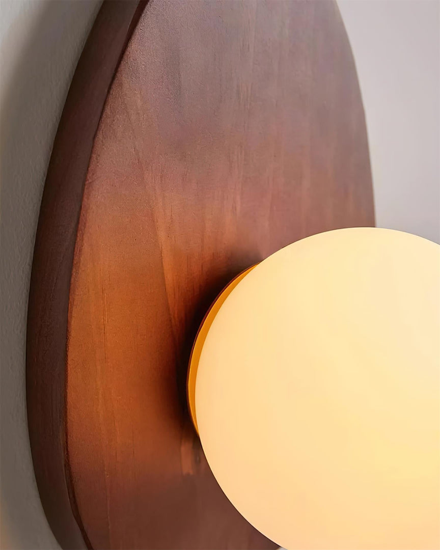 Oval Walnut and Frosted Glass Plug-In Wall Lamp product view 17