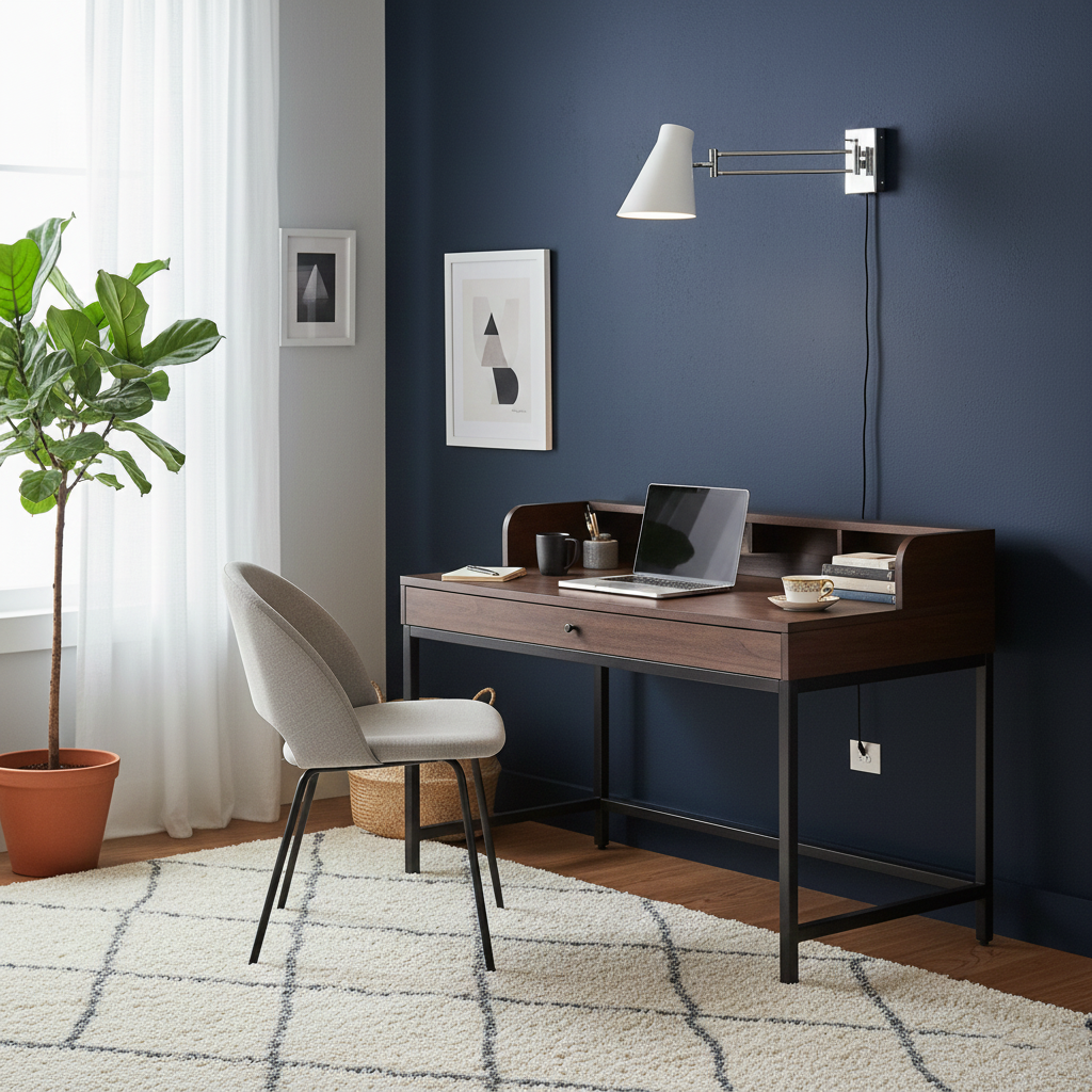 Adjustable Cone Shade Plug-In Wall Lamp room scene