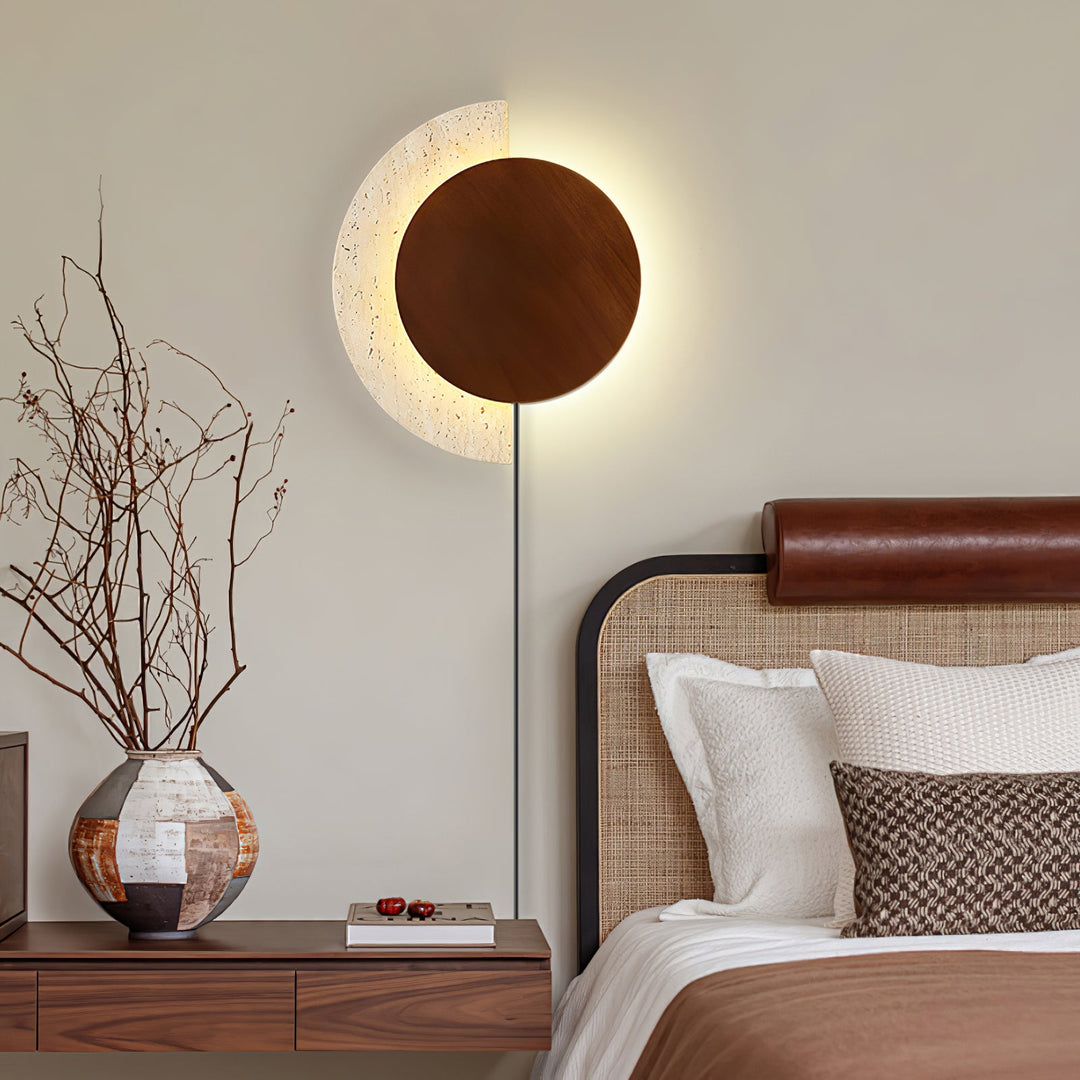 Crescent Halo Travertine Plug-In Wall Light - product image 2