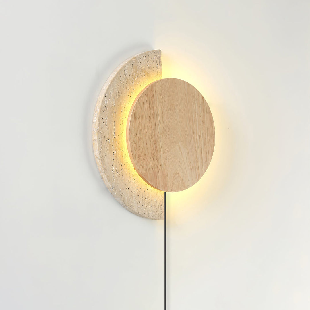 Crescent Halo Travertine Plug-In Wall Light - product image 3