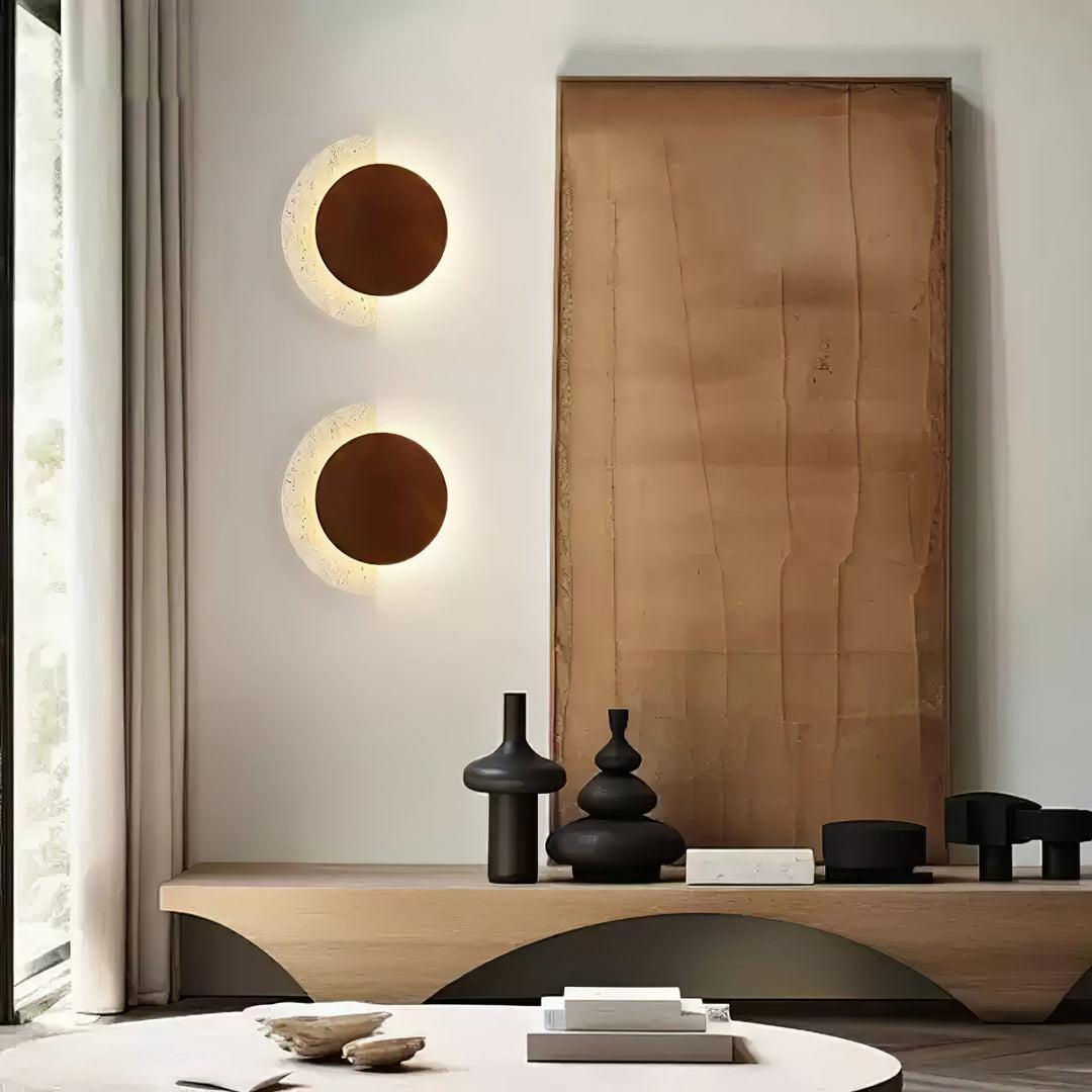 Crescent Halo Travertine Plug-In Wall Light - product image 7