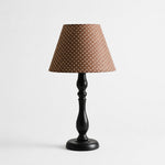 Load image into Gallery viewer, Vintage black iron table lamp with brown polka dot fabric shade