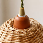 Charger l'image dans la visionneuse de galerie, Pendant lamp top fitting and woven rattan shade detail